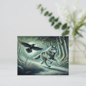Carte Postale Loup et Raven à Moonlight (Debout devant)