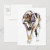 Carte Postale Loup européen (Devant / Derrière)