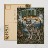 Carte Postale Loup Forêt Boréale POPCUT (Devant / Derrière)