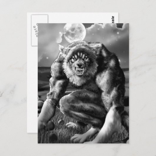 Carte Postale loup-garou (Devant / Derrière)