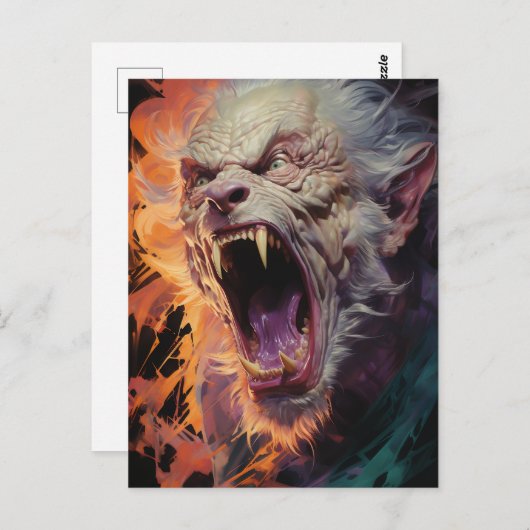 Carte Postale Loup-garou effrayant (Devant / Derrière)