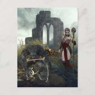 Carte Postale Loup-garou et Vampire Halloween Épouvantable