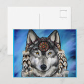 CARTE POSTALE LOUP GRIS (Devant / Derrière)