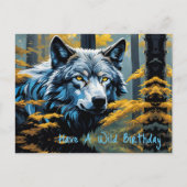 Carte Postale Loup Gris dans la Forêt Dorée (Devant)