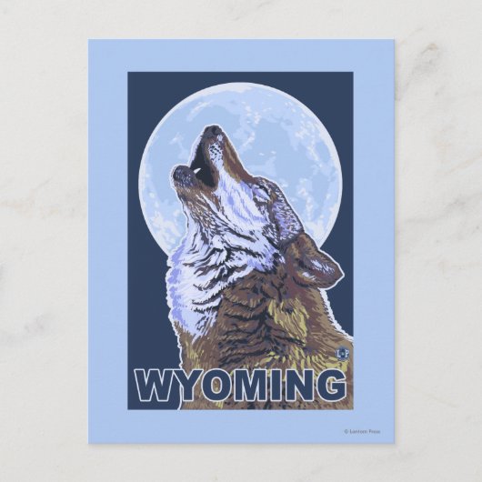 Carte Postale Loup gris HowlingWyoming (Devant)