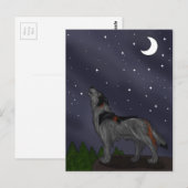 Carte Postale Loup hurlant (gris) (Devant / Derrière)