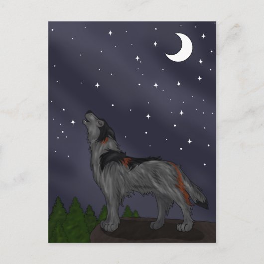 Carte Postale Loup hurlant (gris) (Devant)