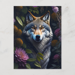 Carte Postale loup la nuit
