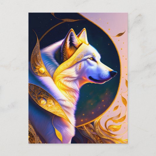 Carte Postale Loup magique, poste (Devant)