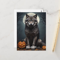Loup mystérieux avec l'art d'Halloween de citrouil