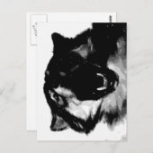 Carte Postale Loup noir et blanc (Devant / Derrière)