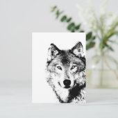 Carte Postale Loup noir et blanc (Debout devant)