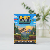 Carte Postale Loup, Rétro Pixel Art 8-Bit (Debout devant)