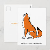 Carte Postale Loup rouge graphique - Amateur d'animaux - Nature (Devant / Derrière)
