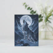 Carte Postale Loup solitaire domine le sommet enneigé (Debout devant)