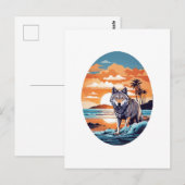 Carte Postale Loup sur la plage (Devant / Derrière)