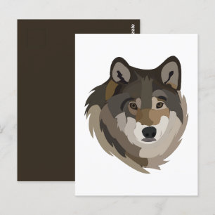 Carte Postale Loup tête animal gris loup sauvage