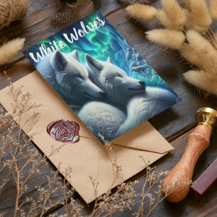 Carte Postale Loups blancs majestueux se reposant