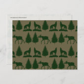 Carte Postale Loups D'Oie Sauvage Pins Arbres Rustiques Tan Vert (Devant / Derrière)