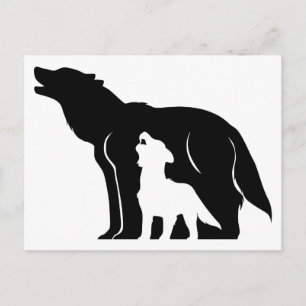 Carte Postale Loups noirs et blancs