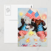 Carte Postale L'ours de patriote célèbrent le quatrième de (Devant / Derrière)