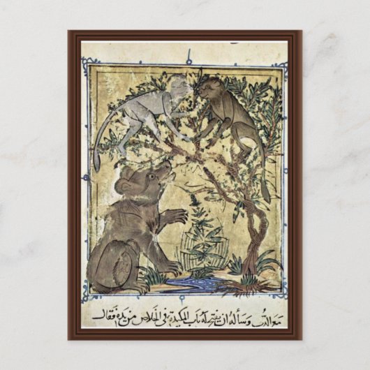 Carte Postale L'Ours Et Les Singes Par Ägyptischer Maler (Devant)