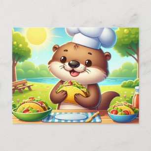 Carte Postale Loutre Adorable Avec Tacos