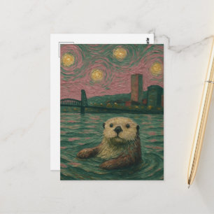Carte Postale Loutre adorable près d'une ville