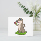 Carte Postale Loutre avec fleur (Debout devant)