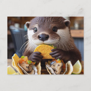 Carte Postale Loutre avec tacos aux huîtres