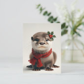 Carte Postale Loutre de Noël adorable (Debout devant)