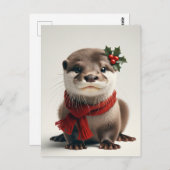 Carte Postale Loutre de Noël adorable (Devant / Derrière)