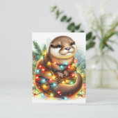Carte Postale Loutre de Noël Aquarelle Noël (Debout devant)