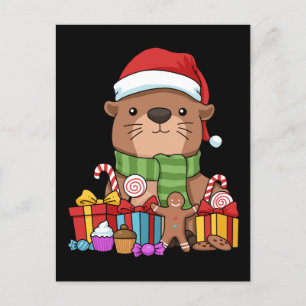 Carte Postale Loutre de Noël Cadeau Enfants Loutre de Mer