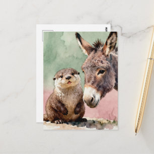 Carte Postale Loutre et âne