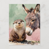 Carte Postale Loutre et âne (Devant)