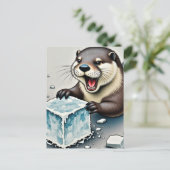 Carte Postale Loutre et glace (Debout devant)