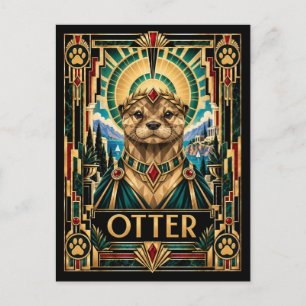 Carte Postale Loutre, faune Art Déco