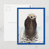 Carte Postale Loutre Mignonne Animal Bleu (Devant / Derrière)