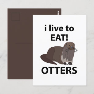 Carte Postale Loutres que j'adore manger Loutres drôles