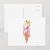Carte Postale Louvain de crème glacée Kawaii gaufre Cone de crèm (Devant / Derrière)