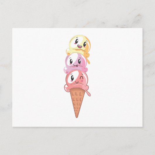 Carte Postale Louvain de crème glacée Kawaii gaufre Cone de crèm (Devant)