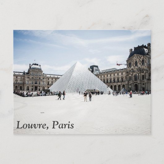 Carte Postale Louvre en hiver blanc Paris (Devant)