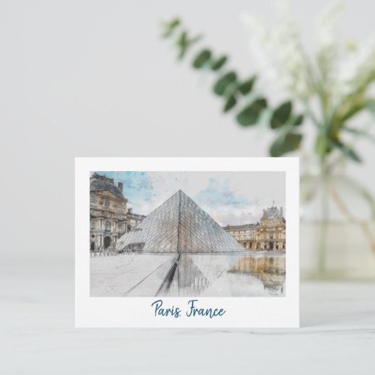 Carte postale Louvre Paris - Voyage Vintage Retro (Debout devant)