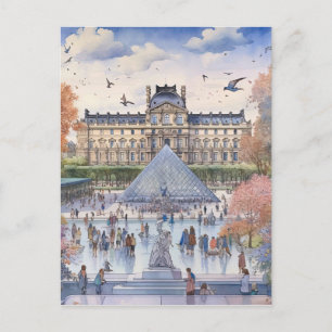 Carte Postale Louvre romantique Paris Street Art