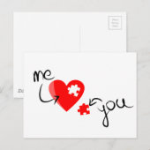 Carte Postale love-349631 RED PUZZLE COEUR MOI VOUS MANQUEZ (Devant / Derrière)