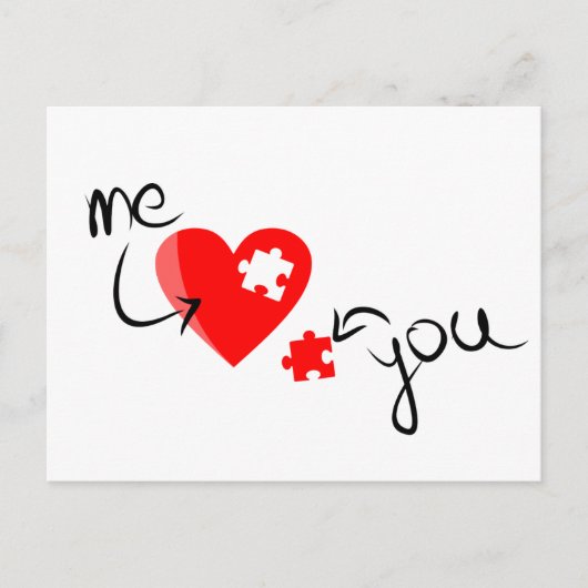 Carte Postale love-349631 RED PUZZLE COEUR MOI VOUS MANQUEZ (Devant)