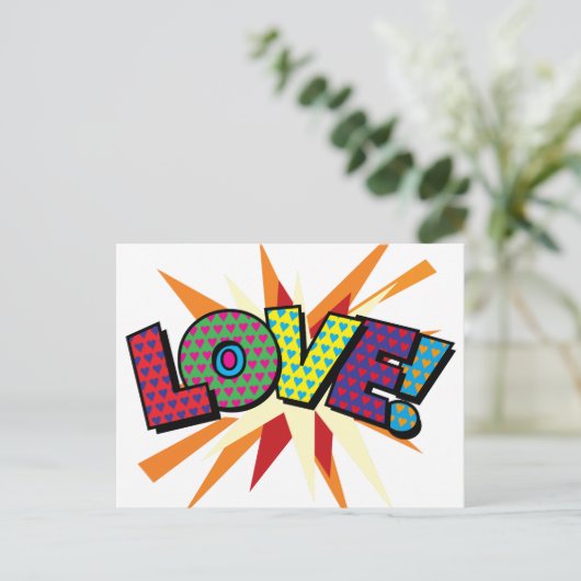 Carte Postale LOVE Amusement Rétro Bande Dessinée Pop Art (Debout devant)