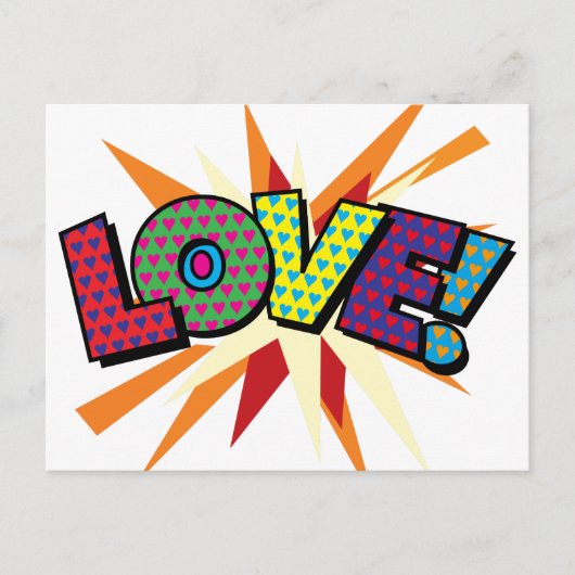 Carte Postale LOVE Amusement Rétro Bande Dessinée Pop Art (Devant)