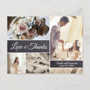 Carte Postale LOVE and MERKS Script Mariage Collage Photos